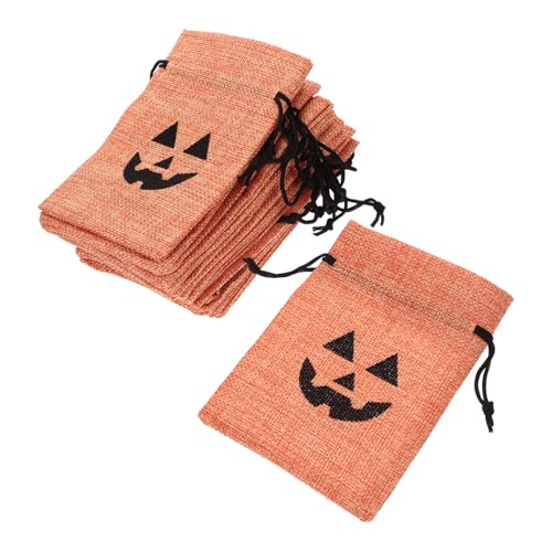 PLAFOPE 50 Stück ，，，， Halloween-geschenktüten Halloween-partytüten Geschenkbeutel Mit Kordelzug Festival-geschenktüten Halloween-goodie-bags Orange Hanfimitat von PLAFOPE