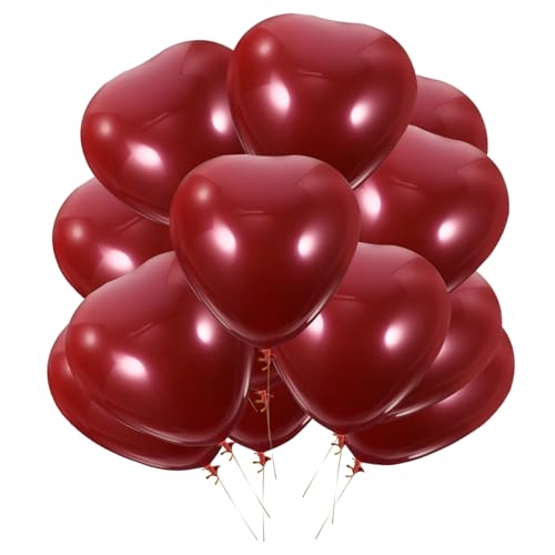 PLAFOPE 50 Stück Ballon Herz Dekoration Brautdekoration Valentinstag Zubehör Brautantrag Party Zubehör Party Dekoration Hochzeitsdekorationen Party Ornamente Emulsion Rot von PLAFOPE