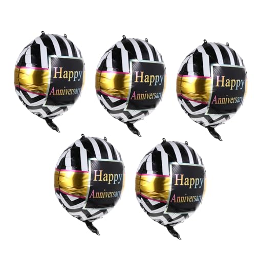 PLAFOPE 50 Stück Jubiläumskugel Aus Aluminiumfolie Schwarzgoldene Luftballons Goldschwarze Luftballons Dekorative Luftballons Gedenkballons Partydekorationsballon Hochzeitsballon Black von PLAFOPE