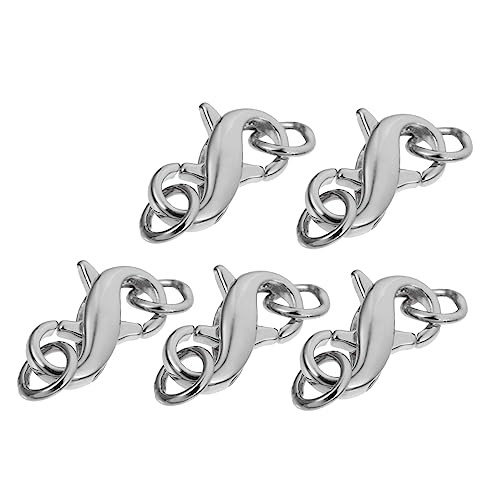 PLAFOPE Karabinerverschluss-Teile -Schmuck-Charm-Set 5 Stück silberfarbenes Metall für Halsketten Armbänder von PLAFOPE