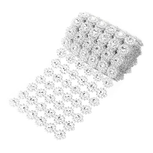 PLAFOPE Schleifenband Hochzeit Schleifenband 6 Reihige Sonnenblumen Rhinestone Trimm Dekoration Multifunktionale Basteltrim Für Kleidung Schmuck Und 2 Yards Silberfarben Austauschbar von PLAFOPE