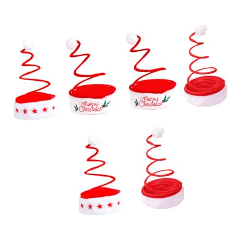 PLAFOPE 6St Weihnachtsmütze Hüte für Kinder Weihnachts lustiger Hut Nikolausmütze stricken lustige Kindermütze weihnachtsmannmützen santa hats Partyzubehör Party Frühlingshut Stoff rot von PLAFOPE