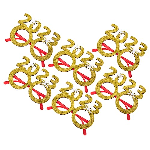 PLAFOPE 6st 2023 Partybrille Weihnachtsparty Brillen Dekore 2023 Glitzerbrille Urlaub Brille Neujahrsvorräte Neujahrsbrille 2022 Abschlussbrille 2023 Neuheit Neujahrsbrille Vlies Golden von PLAFOPE