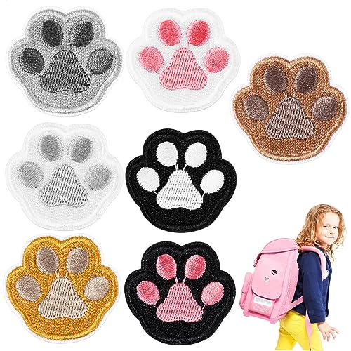 PLAFOPE 7er Set Hunde Pfoten Muster Bügelpatches Selbstklebende Stickapplikationen Für DIY Kleidung Jacken Hüte Und Taschen Reparatur Patches Für Jeans Und Accessoires von PLAFOPE