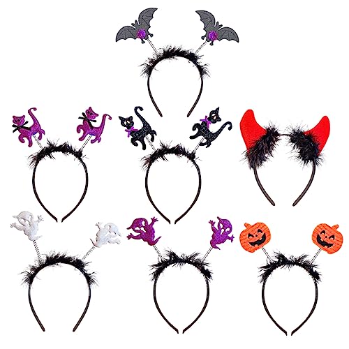 PLAFOPE 7st Halloween Dämonen Stirnband Teufelshörner Kopfschmuck Halloween-partygeschenke Halloween-party-stirnband Kürbis Stirnband Halloween-party-haarband Teufelshaar Metall von PLAFOPE