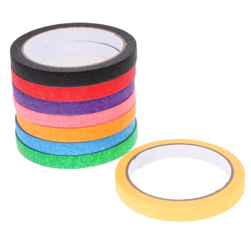 PLAFOPE 8 Rollen Farbiges Abdeckband Dekorative Papierbänder Selbstgemachtes Abklebeband Abdeckband Zum Lackieren Klebeband Aus Krepppapier Bunte Bänder Regenbogenband Malerband Kleber von PLAFOPE