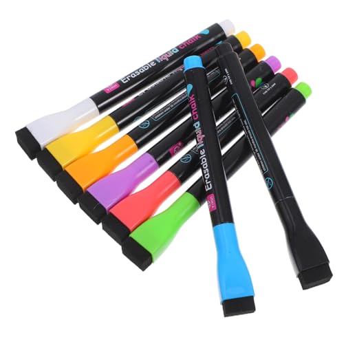 PLAFOPE 8 Stück Fluoreszierende, Trocken Abwischbare Marker, Magnetische Whiteboard-stifte Mit Radierkappe, Wasserlösliche Kreidemarker Für Whiteboard-glasfenster von PLAFOPE