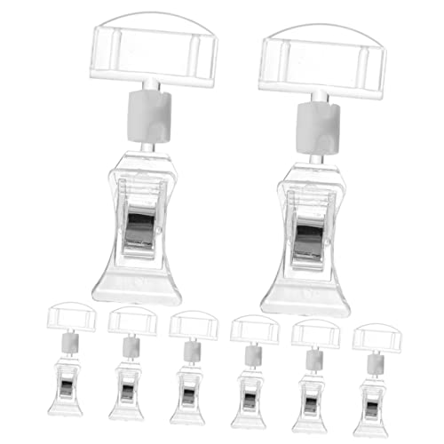 PLAFOPE 8 Stück Multifunktions Schilderhalter Transparente Schilder Clips Transparente Schilderhalter Warenschild Clips Kleidungsdisplay Schilderhalter Clips Kunststoff Clips von PLAFOPE