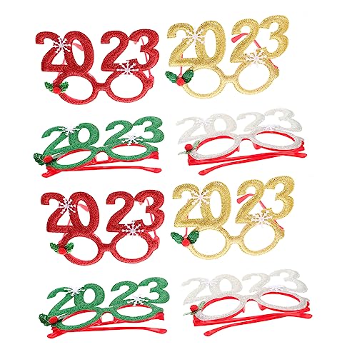 PLAFOPE 8St 2023 Partybrille Abschlussbrille 2023 Weihnachtsfeier Brillen Requisiten 2023 Nummer Silvester karnevalsbrille weihnachtsmotiv Partyzubehör für das neue Jahr Cosplay-Brille pp von PLAFOPE