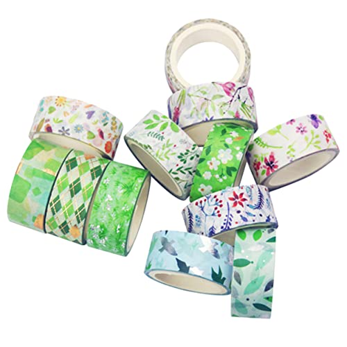 PLAFOPE Bänder Klassische Rollen Washi Tape Blumenmuster Washi Tapes Frisches Scrapbook Grüne Washi Tape Geschenkbänder für Buchplaner von PLAFOPE