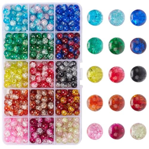 PLAFOPE Bunte Glasperlen Set 15 Farben 8mm DIY Spacer Beads Für Schmuckherstellung Armbänder Halsketten Und Ohrringe Ca Praktischer Box von PLAFOPE