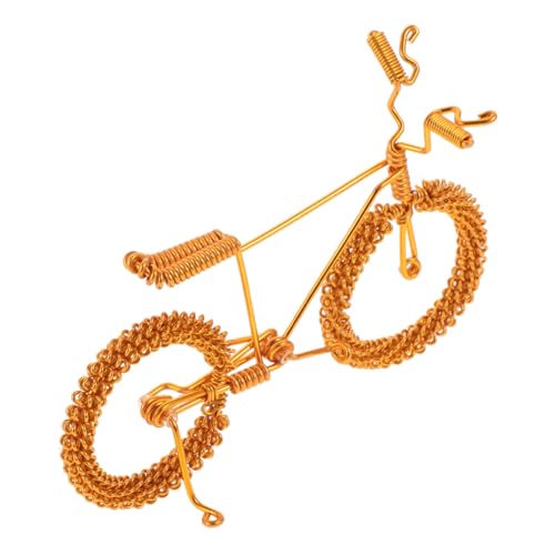 PLAFOPE Fahrradmodell Miniatur-Fahrradornament winzig künstlich Fahrrad Sammlerstück Alu Draht Fahrrad Mini-Fahrrad Miniaturfahrrad Mini-, Miniatur-Fahrrad Aluminiumdraht Golden von PLAFOPE