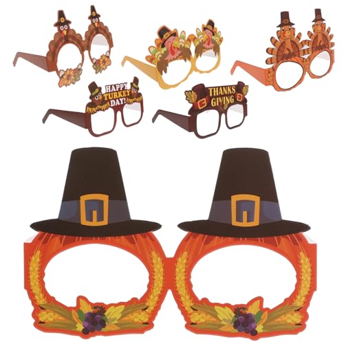 PLAFOPE Fotoautomaten Sonnenbrillen Erwachsene Kinder Herbst Papierbrillen Kürbis Brillen Zuverlässige Brille für Partygeschenke Thanksgiving Zarte Requisiten Brillengestelle Truthahn von PLAFOPE