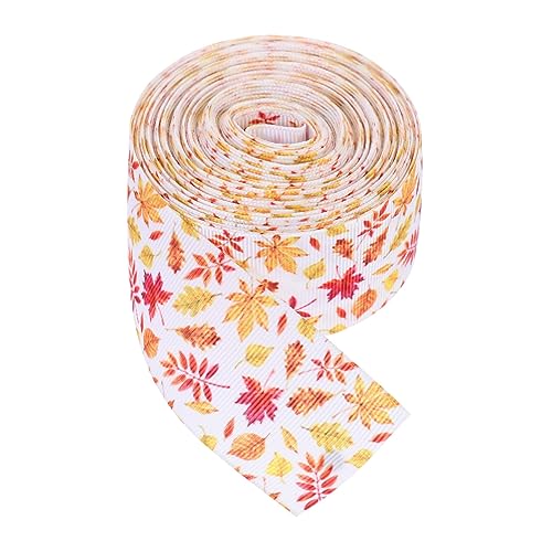 PLAFOPE Geschenkbänder Dekoratives of Herbst Theme Ribbon Thanksgiving Wired Ribbon Tragbares Wickelband Maple Blatt Wickelband Rollen Herbst Dekorative Band für Herbsternted Thanksgiving von PLAFOPE