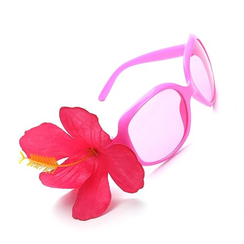 PLAFOPE Hawaiianische Hibiskus Styling Brillen Für Damen Perfekte Strand Foto Selfie Requisiten Und Partyzubehör Für Hawaii Themen Events Ideal Nacht Partygeschenke Und von PLAFOPE