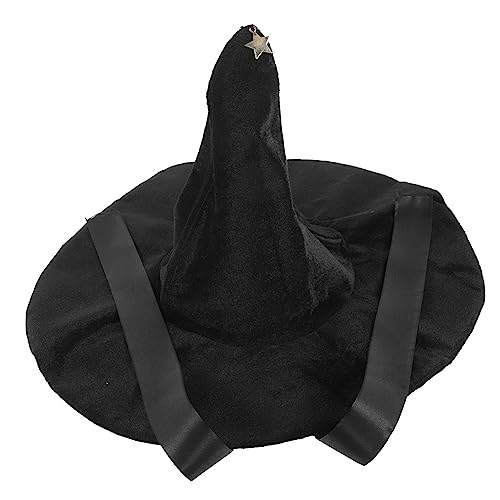 PLAFOPE Kostüm Hexenhut Cosplay-Hexenhut Halloween-Hexenhut Hexenhutverzierung Halloween-Dekor halloween kopfschmuck halloween kopfbedeckung Party-Hexenhut festlicher Hexenhut Stoff Black von PLAFOPE