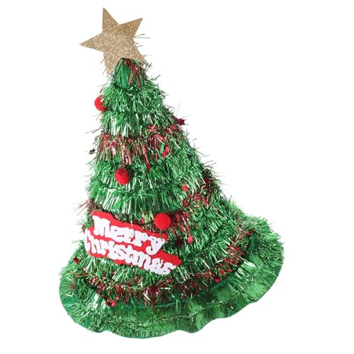 PLAFOPE Plüsch-Kopfbedeckung Tisch-Weihnachtsbaum glitzernde Weihnachtsmützen Baumspitze santa claus hat santa hats weihnachtsdeko festliche Kopfbedeckung Kostümzubehör das Haustier Green von PLAFOPE