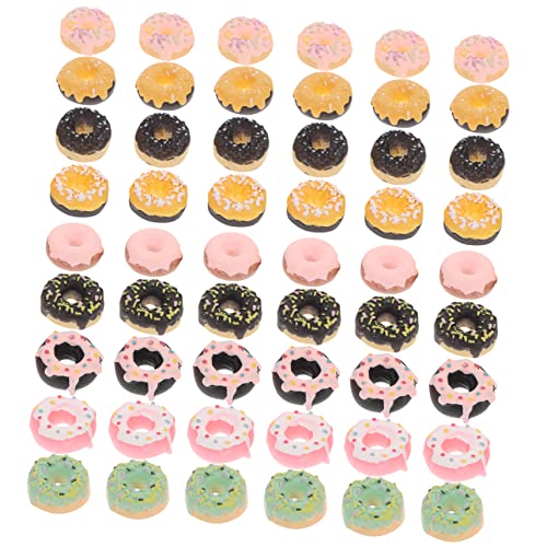 PLAFOPE Rückenbrüche Kreatives Donut Charms mit Flacher Rückseite Miniatur Donut Modell Dessert Basteldekorationen Telefongehäuse Eiscreme Harz Charms Flache Rückseite Knöpfe von PLAFOPE