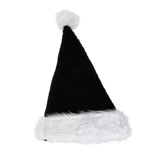 PLAFOPE Schwarze Plüschmütze Weihnachts-Cosplay-Hut Weihnachtsmütze Christbaumspitze Bogen halloween hut weihnachtsparty accessoires Halloween-Partyhut Weihnachtsplüschmütze Stoff Black von PLAFOPE