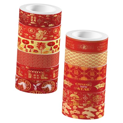 PLAFOPE Scrapbooking Planerband Rollen Chinesisches Neujahr Washi Tape Washi für Papierbänder Tape Jahr des Drachen Washi Tape Packband Dekoratives Klebeband für Kunsthandwerk von PLAFOPE