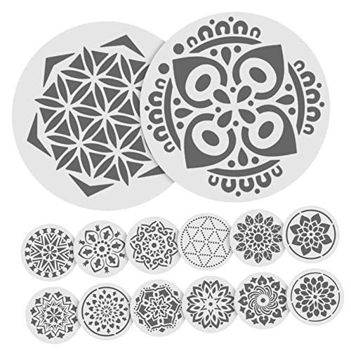 PLAFOPE Wandmalerei Schablonen Blumenschablonen Mandala Schablonen Malschablonen Vorlagen Zeichenutensilien Schablonen für Fliesen Stoff Felsmalerei Kunst Mandala Malschablonen von PLAFOPE