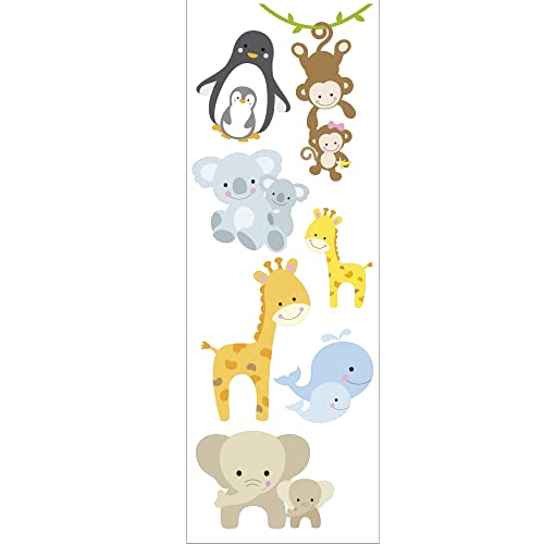 PLAGE Deko Wandaufkleber Kleine Tierbabys-Kinder 24x68cm, Vinyl, Colorful, 68 x 0.1 x 24 cm von PLAGE