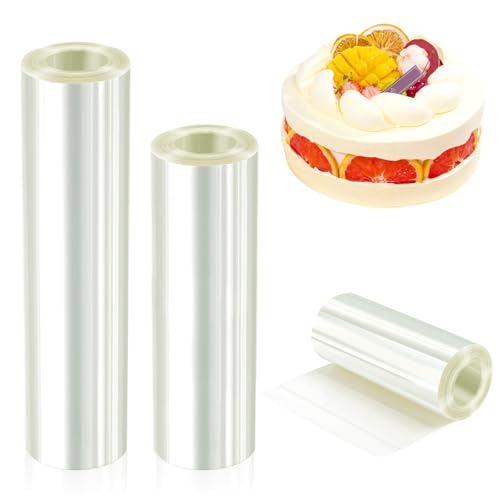 Tortenrandfolie,3 Rolle 15/20/25cm×10m Transparent Acetat Rolle,Acetat Folie für Kuchen,Tortenrandfolie Backzubehör für Torten Tortenrandfolie Kuchen Kragen von PLAPOT