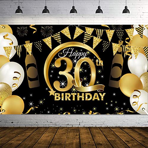 PLATEYTR 30. Geburtstag Party Dekoration,Banner 30 Geburtstag Roségold,Extra Große Fotografie Hintergrund Schild Poster für 30 Geburtstag Party Kuchen/Tabelle/Mauer/Garten Dekoration von PLATEYTR