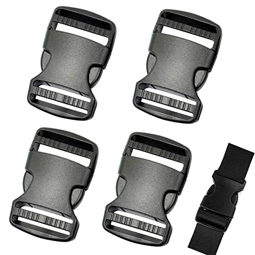 PLATEYTR 4 Stück Double Side Release Schnallen Clips- Steckverschluss, Kunststoff Klickverschluss, Klippverschluss, Steckschnalle, Ersatzschnalle, Klippverschlüsse für Rucksack (38mm) von PLATEYTR