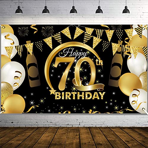 PLATEYTR 70. Geburtstag Party Dekoration,Banner 70 Geburtstag Roségold,Extra Große Fotografie Hintergrund Schild Poster für 70 Geburtstag Party Kuchen/Tabelle/Mauer/Garten Dekoration von PLATEYTR