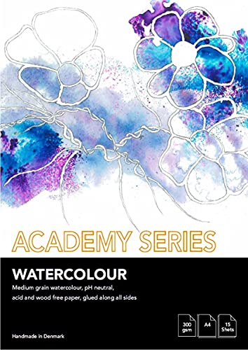 PLAY-CUT Academy Series Aquarellpapier A4 (Weiß) | Aquarellblock 180g/m2 mit 20 Blättern Aquarell Papier | Malblock Din A4 | Watercolor Block für Aquarellfarben, Weiss von PLAY-CUT