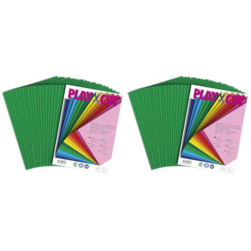 PLAY-CUT Fotokarton A4 Set Grasgrün (300g/m2) | 20 Bogen Din A4 Foto Karton Bunt | Dickes Foto Papier | Premium Druckerpapier Dicke Stärke | Karton zum Basteln Drucken (Packung mit 2) von PLAY-CUT