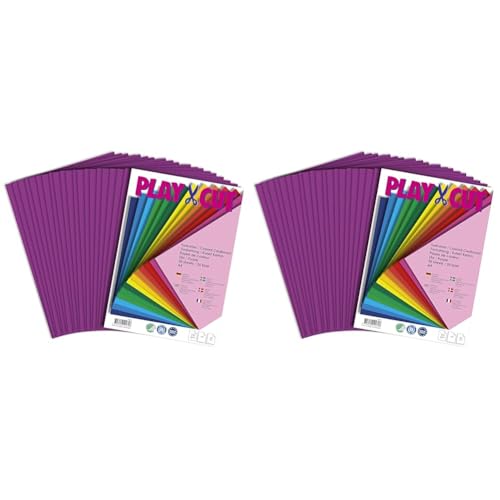 PLAY-CUT Tonkarton A4 Lila (220g/m2) | 20 Bogen Din A4 Bastelkarton Bunt | Dickes Bedruckbares Kartonpapier | Premium Druckerpapier Dicke Stärke | Karton zum Basteln (Packung mit 2) von PLAY-CUT