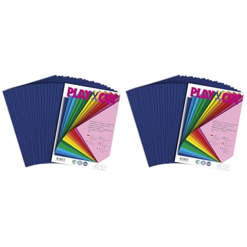 PLAY-CUT Tonkarton A4 Mitternachtsblau (220g/m2) | 20 Bogen Din A4 Bastelkarton Bunt | Dickes Bedruckbares Kartonpapier | Premium Druckerpapier Dicke Stärke | Karton zum Basteln (Packung mit 2) von PLAY-CUT