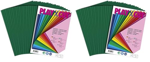 PLAY-CUT Tonpapier A4 Kiefergrün (130g/m2) | 20 Bogen Din A4 Papier zum Basteln Drucken | Dickes Bedruckbares Bastelpapier Set und Druckerpapier A4 | Premium Tonzeichenpapier & Craft Paper von PLAY-CUT