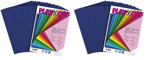 PLAY-CUT Tonpapier A4 Mitternachtsblau (130g/m2) | 20 Bogen Din A4 Papier zum Basteln Drucken | Dickes Bedruckbares Bastelpapier Set und Druckerpapier A4 | Premium Tonzeichenpapier & Craft Paper von PLAY-CUT