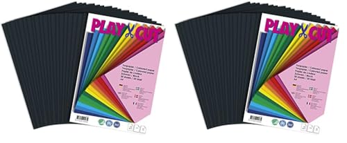 PLAY-CUT Tonpapier A4 Schwarz (130g/m2) | 20 Bogen Din A4 Papier zum Basteln Drucken | Dickes Bedruckbares Bastelpapier Set und Druckerpapier A4 | Premium Tonzeichenpapier & Craft Paper von PLAY-CUT