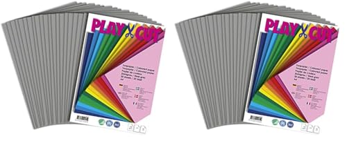 PLAY-CUT Tonpapier A4 Stahlgrau (130g/m2) | 20 Bogen Din A4 Papier zum Basteln Drucken | Dickes Bedruckbares Bastelpapier Set und Druckerpapier A4 | Premium Tonzeichenpapier & Craft Paper von PLAY-CUT