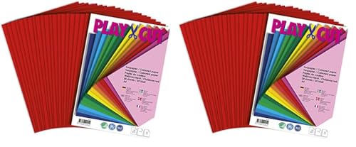 PLAY-CUT Tonpapier A4 Weihnachtsrot (130g/m2) | 20 Bogen Din A4 Papier zum Basteln Drucken | Dickes Bedruckbares Bastelpapier Set und Druckerpapier A4 | Premium Tonzeichenpapier & Craft Paper von PLAY-CUT