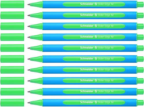 Schneider 152104 Slider Edge M Kugelschreiber (Dreikant-Stift mit Strichbreite M = Mittelstrich, Kappenmodell) 10er Packung, cyan-grün von Schneider