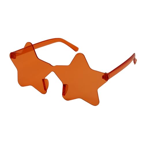 PLAYZOCO Sonnenbrille in Sternform, rahmenlose Sonnenbrille, Sternbrille, Kostümbrille, Partybrille, Junggesellenabschied, Karnevalsbrille, Unisex (Orange) von PLAYZOCO