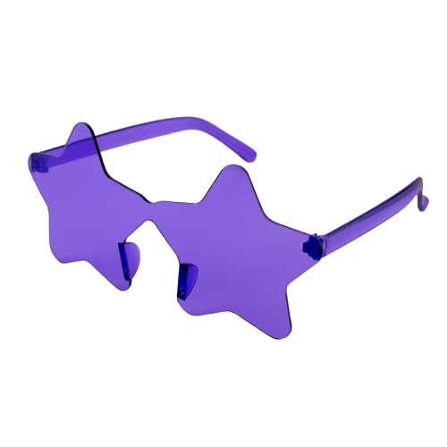 PLAYZOCO Sonnenbrille in Sternform, rahmenlose Sonnenbrille, Sternbrille, Kostümbrille, Partybrille, Junggesellenabschied, Karnevalsbrille, Unisex, Violett von PLAYZOCO