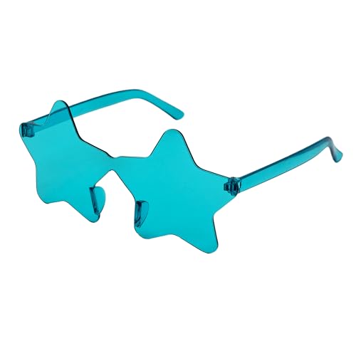 PLAYZOCO Sonnenbrille in Sternform, rahmenlose Sonnenbrille, Sternbrille, Kostümbrille, Partybrille, Junggesellenabschied, Karnevalsbrille, Unisex, Blau von PLAYZOCO