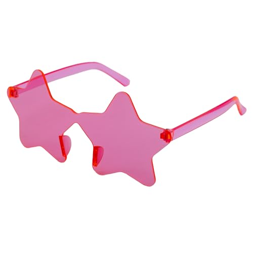 PLAYZOCO Sonnenbrille in Sternform, rahmenlose Sonnenbrille, Sternbrille, Kostümbrille, Partybrille, Junggesellenabschied, Karnevalsbrille, Unisex, Hellrosa von PLAYZOCO