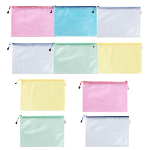 10 Stück Aktentasche Mit Reißverschluss 34 9 X 24 1 Cm PVC Dateiumschlag Dokumententaschen Wasserabweisend Für Büro Und Schule von PLCPDM