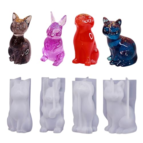 4 x 3D-Tierform für Katzen, Hunde, für Ornamente, Epoxidharz von PLCPDM