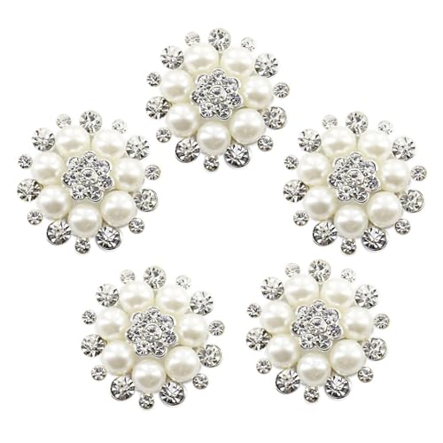 5 PCs Strassstöpfe Knöpfe Künstliche Perlen Blumenknöpfe Dekorative Knöpfe Für Schmuck Machen Cheongsam Dekoration von PLCPDM