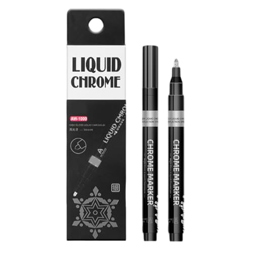 Flüssiger Chrom-Marker zum Modellieren und Zeichnen, wasserfester Chrom-Lackstift, 1,0 mm Stiftspitze für Glas, Metall, Kunststoff, Papier von PLCPDM