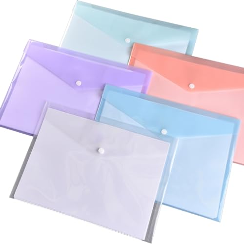 Ordner Brieftasche für Papierkram 10 Stück, Dokumentenmappe Brieftaschen mit Tasche, Transparente Ordnertaschen mit Druckknopf von PLCPDM