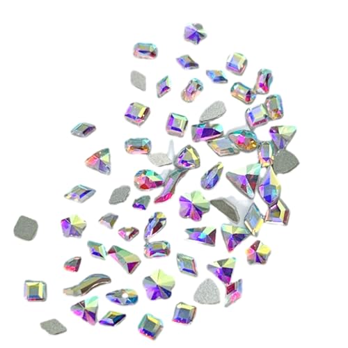 PLCPDM 100 Stück gemischte Glaskristall-Hybrid-Diamanten, Nagelkunst-Dekorationen, Tropfen-Rautensteine, flache Rückseite, 3D-Edelsteine von PLCPDM